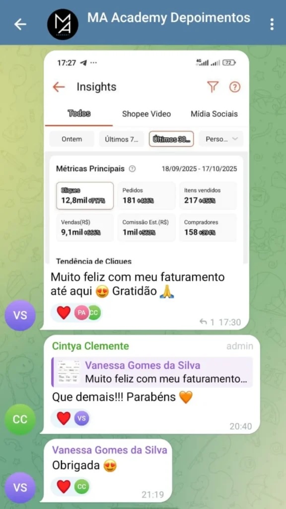 Depoimento de aluna do Master Afiliados Academy
