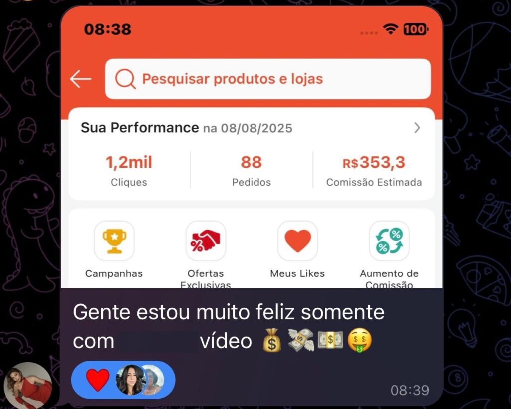 Resultado de aluna do Master Afiliados Academy